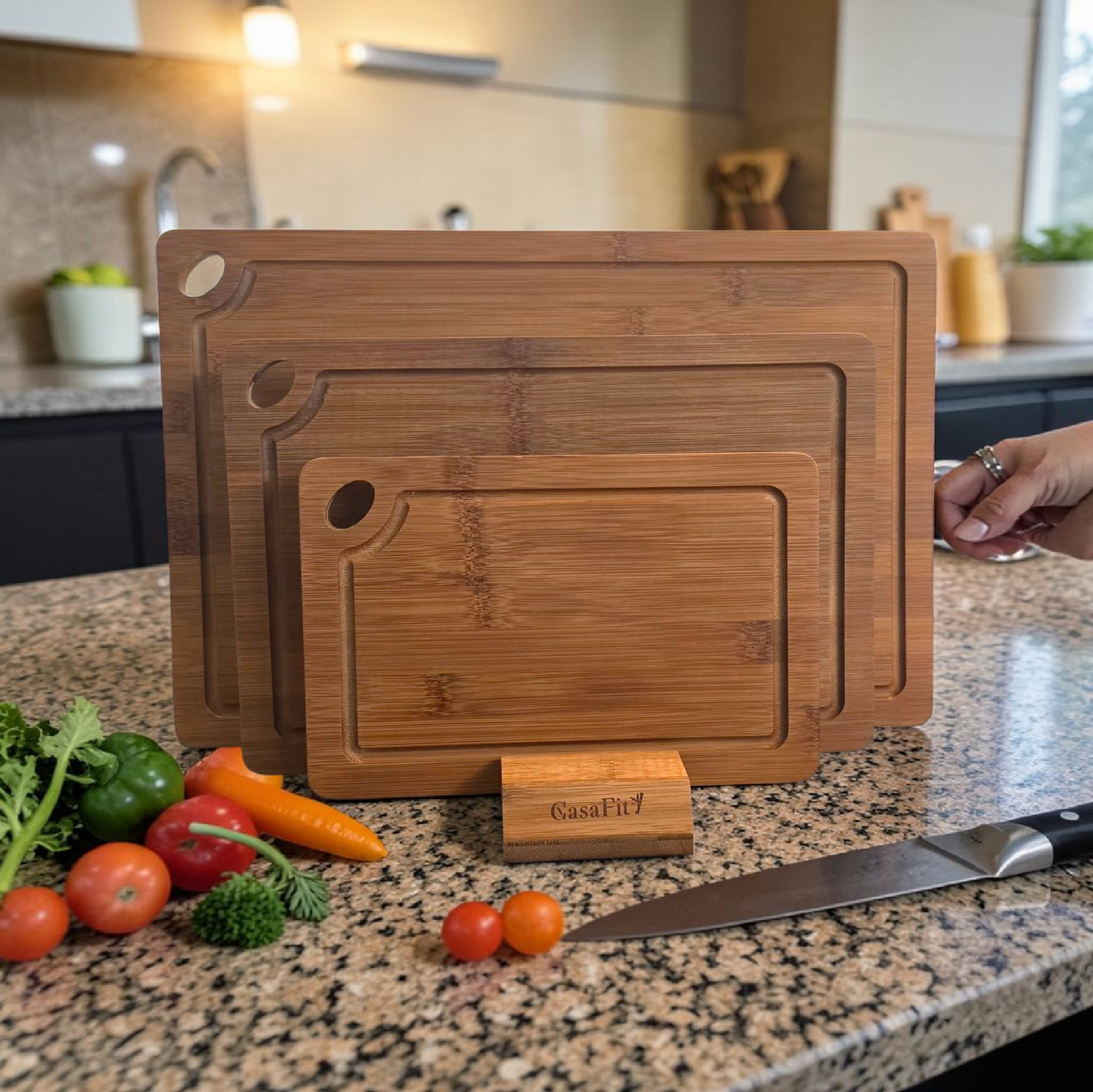 Dark Bamboo Cutting Boards (set of 3) Customizable